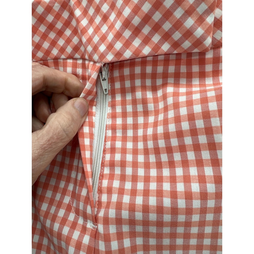 Focus 2000 Womens Top 6 Pants 4 Gingham Pant Suit Orange White Scalloped Trim - Picture 12 of 16